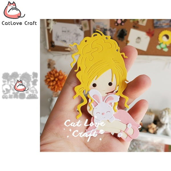 Assis étreignant mouton pâques matrices de découpe en métal Scrapbooking pochoir découpes carte faisant bricolage artisanat gaufrage nouveaux matrice