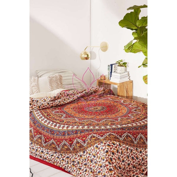 Mandala Tapestry Indian Bohemian Cotton Wall Hanging Bedspread Throw Bedding Bedspread Hippie Screen Printed Dorm Decor Blanket JC61