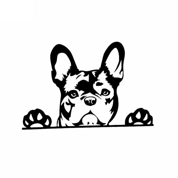 15.6X10.4CM Creative Vinyl Car Sticker Paws up French Bulldog Frenchie Bully Dog Decal Black-Silver C24-1573