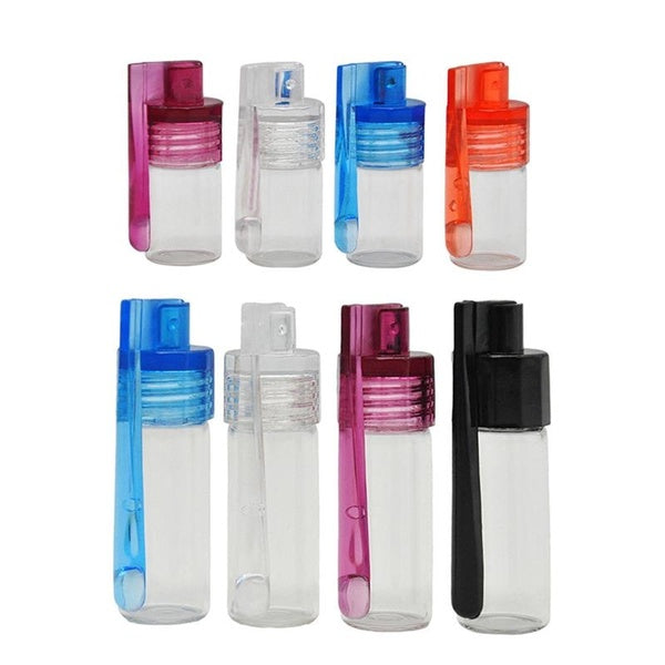 Portable Bottle 36mm 51mm Container Glass Vial Box Storage with Spoon Flip Pill Case Household Randomly Cap Color