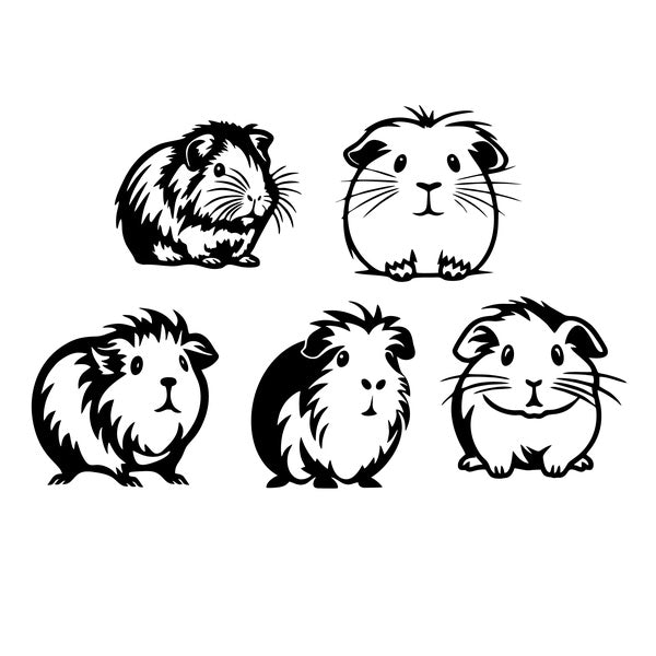 Set of 5, 15cm Guinea Pig Cute Pet Animal Night Reflective Stickers Vinyl Decal Car Window Sticker