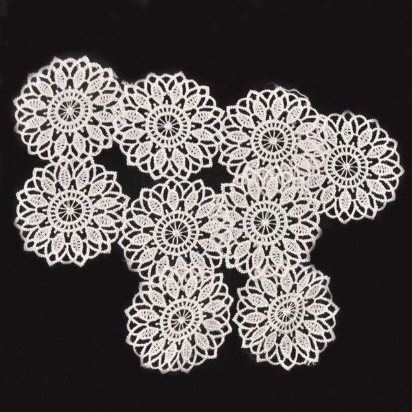 30 Pcs 45mm Fleur Ronde Blanc Dentelle Ruban Applique Maille Coupe Pour La Couture Guipure Dentelle Tissu Parti Vêtement Décor C1139