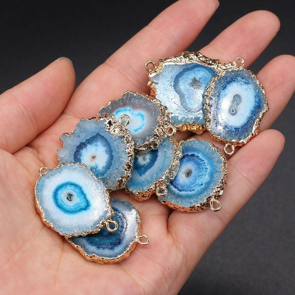 New Hot Natural Stone Agates Druzy Pendant Charms Connector Irregular Quartz Pendants For Jewelry Making DIY Necklace Gift