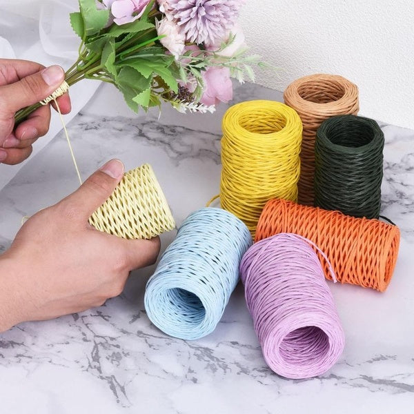 50 m - 164 feet Floral Bind Wire Wrap Twine, 1 - 2 mm Florist Wire Iron Wire Paper Covered Vine Wrapping Binding Wire for Flower Bouquets