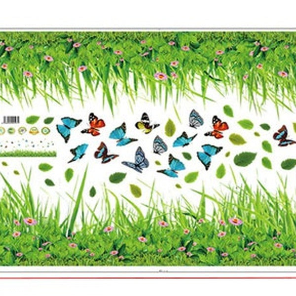 Butterfly Grass Pattern Wall Stickers Removable Decal for Bedroom Living Room