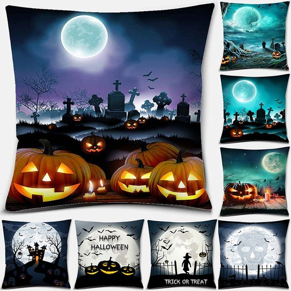 Halloween pumpkin lantern prank series pattern pillowcase square pillowcase home office decoration (45cm*45cm)