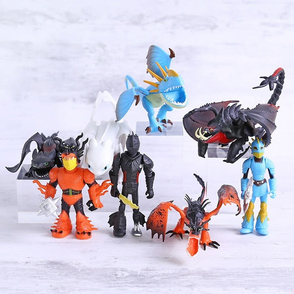 8pcs-set How To Train Your Dragon 3 The Hidden World Toothless Night Fury Hiccup Light Fury PVC Figures Toys Dolls