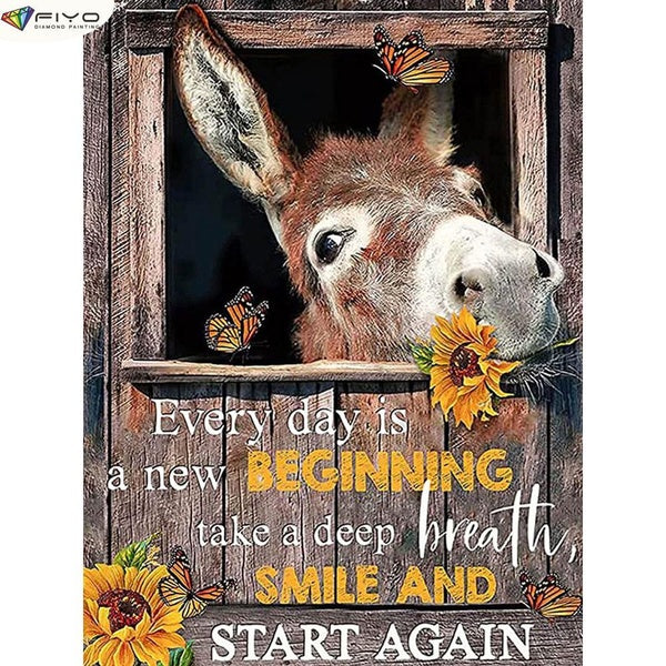 Donkeys DIY 5D Diamond Painting Full Drill with Number Kits Home and Kitchen Fashion Cross Stitch Embroidery Paintings Canvas Pictures Wall Decoratio