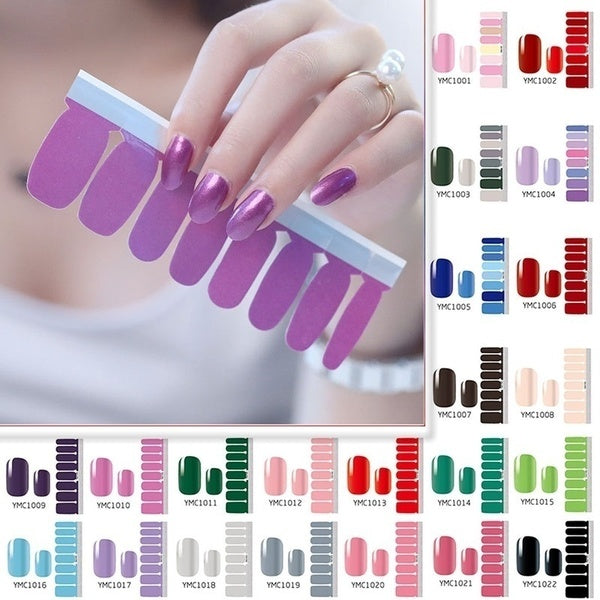 1PC(included 16 Stickers) Fashion Pure Color Nail Polish Film Nail Art Foils Full Nail Patch Waterproof Nail Polish Strips Environmental Nail Foils