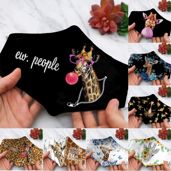 Giraffe Face Mask, Zoo Animal Reusable Washable Cotton Face Mask, Gift for Girl Man Woman ，girafe Mask，Giraffe Lover Face Mask