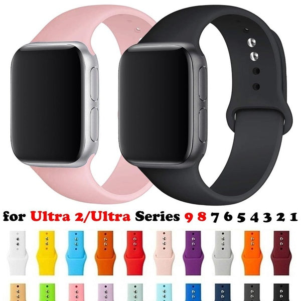Silicone Band for Smart watch Ultra 2-Ultra 49mm 9 8 7 41mm 45mm 40mm 44mm 38mm 42mm Sport Soft Rubber Belt Bracelet Accessories Strap for smartwatch