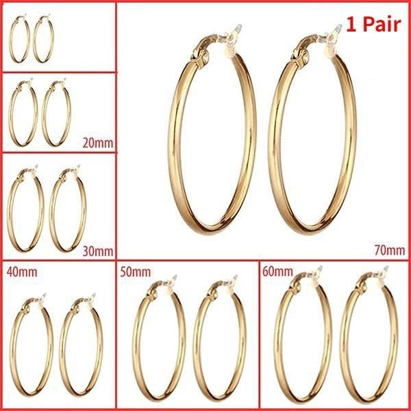 Boucles d'oreilles rondes élégantes en placage d'or et d'argent, en acier inoxydable - Boucles d'oreilles créoles à la mode pour femmes Bijoux penden