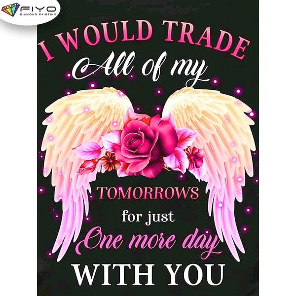 FIYO Roses and Feather Wings Diamond Painting Kits For Adults DIY 5D Diamond Mosaic Diamond Painting Home and Kitchen Fashion Canvas Pictures Wall De