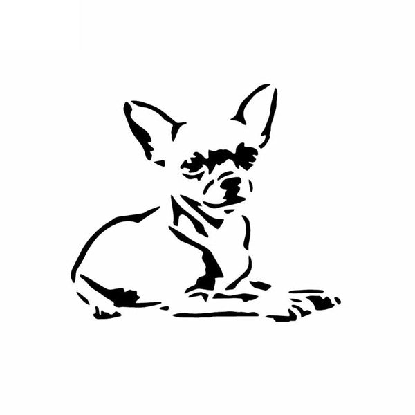 14.1X12.4CM Chihuahua Dog Puppy Pet Car Sticker Vinyl Decal Transfer Mural Art Black-Silver C24-1189