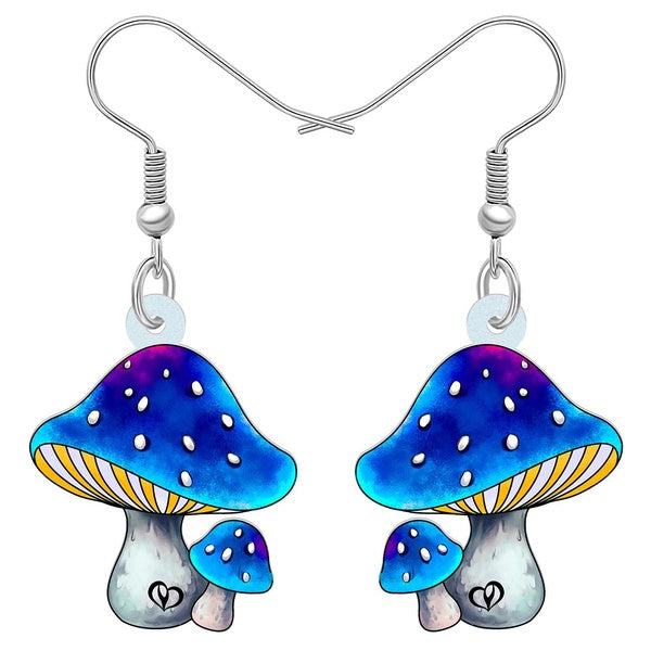 Acrylic Cartoon Mushroom Earrings Funny Plants Drop Dangle Jewelry For Women Kids Girls Charms Gifts Accessories
