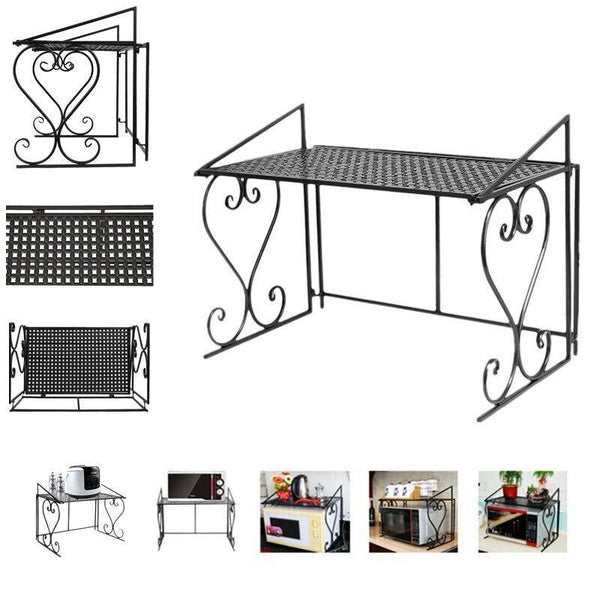Black Sturdy Metal Shelf Microwave Oven Rack Kitchen Organizer Counter Cabinet Storage