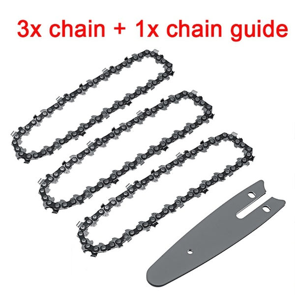 4Pcs-set 3pc Mini Chainsaw Chain+ 1pc Guide Plate 4 Inch Chainsaw Chain Guide Saw Chain Replacement Accessory Wood Cutting Universal Chain
