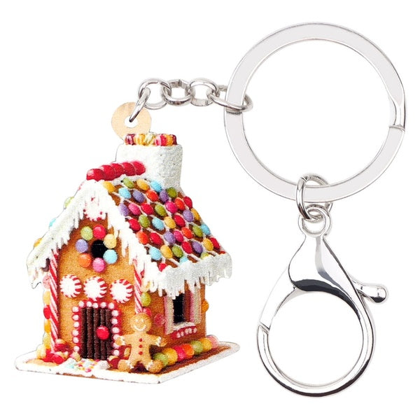 Acrylic Christmas Anime Colorful Candy Cake House Key chains Key Rings Handbag Car Purse Wallet Decorations Keychains For Women Girls Lady Teens Char