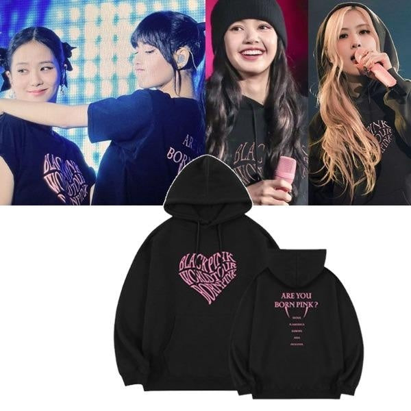 BP Tour Born Pink Blackpink Hoodie Lisa Jennie Jisoo Rosé Signature K-pop Long Sleeve Printing Hooded Sport Sweatshirt Pullover Sweater