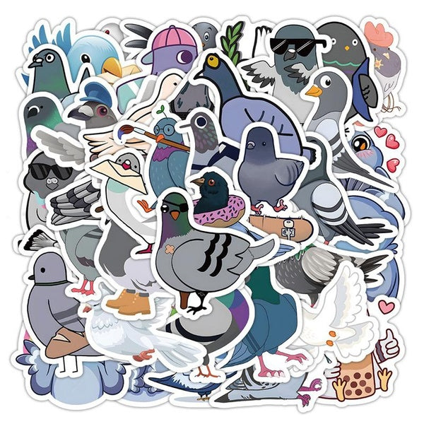 10-60Pcs Funny Cartoon Cute Pigeon Stickers Columba Dove Bird Graffiti Stickers for DIY Luggage Laptop Skateboard Motorcycle Bicycle Stickers