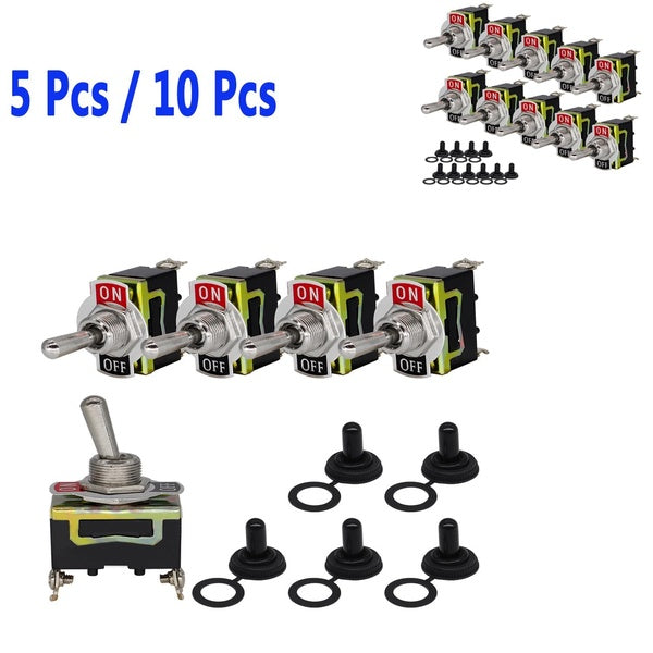 Rocker Toggle Switch 15A 250V ON-OFF SPST 2Pin Heavy Duty Car Boat With Waterproof Boot Cap Cover Light Lamp Accessories 5 - 10pcs