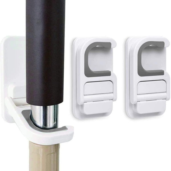 Mop Holder Wall Mounted Broom Holder Broom & Mop Grippers Self Adhesive No Drilling Super Anti-Slip Broom and Dustpan Hanger Wall Mount Mops Rakes Ho