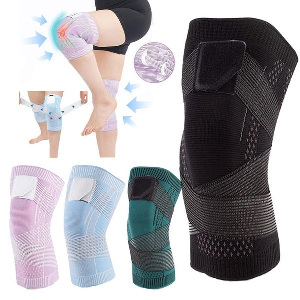1pc Compression Knee Brace with Bandage Adjustable Knee Support Protective Equipment for Men and Women Relieve Pain Improved Circulation Arthritis El