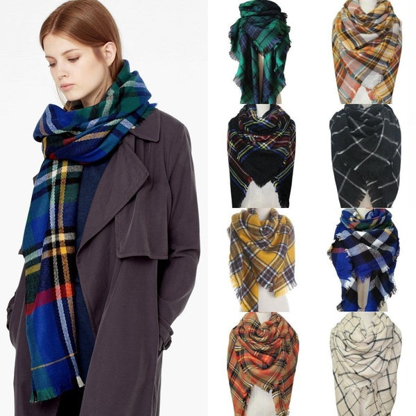 Diverses écharpes et châles en cachemire à carreaux colorés, couverture carrée, écharpe en Tartan, châle Pashmina