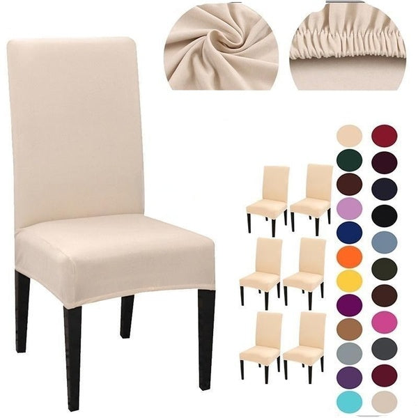 New Upgrade 1-2-4-6Pcs Solid Color Chair Cover Spandex Stretch Elastic Slipcovers Chair Covers White for Dining Room Kitchen Wedding Banquet Hotel 18