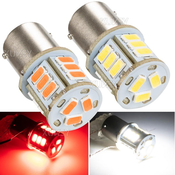 2 x Red -White 24v LED BA15s 246 R10W SMD Number Plate Interior Bulbs HGV Truck Dome Map Light Side Marker Daytime Running Bulbs