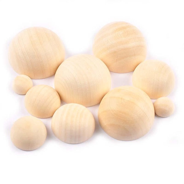 Eco-Friendly Natural Half-faced Ball Round Spacer Wooden Beads For DIY Charms Jewelry Making Unfinished Wood Crafts 15-45mm MT2684