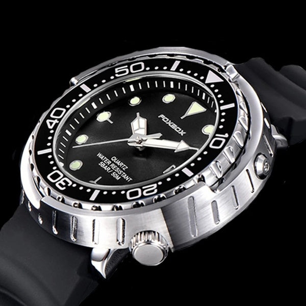 FOXBOX Men Watch Automatic Date Silicone Strap Sport Watch for Men 50m Waterproof Military Rotatable Bezel Wristwatch Men's Gift