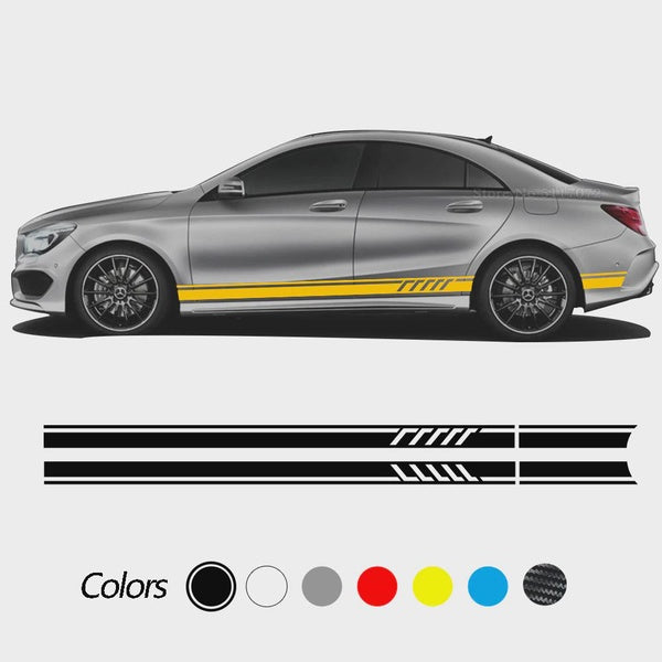 Car Stickers Racing Side Door Stripes Skirt Decal for Mercedes Benz CLA Class CLA45 CLA250 CLA200 CLA180 AMG W117 C117 X117 2Pcs