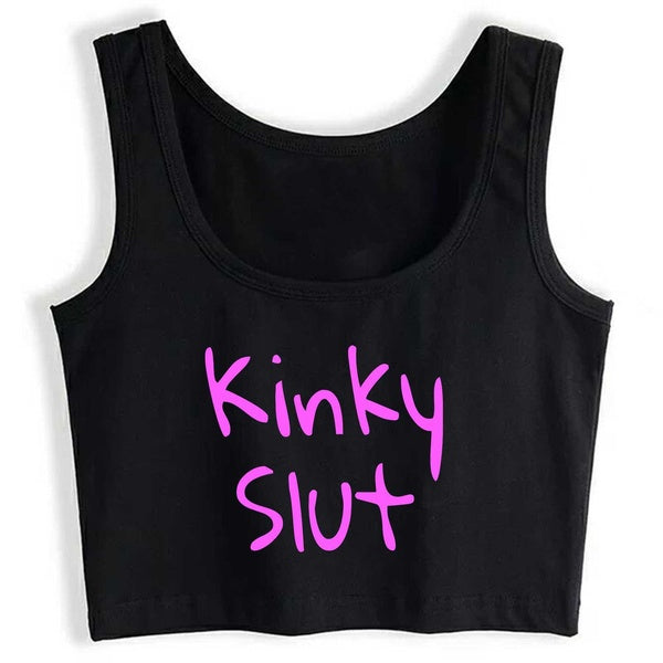 Kinky Slut Cotton Sleeveless Crop Top Vest Yoga