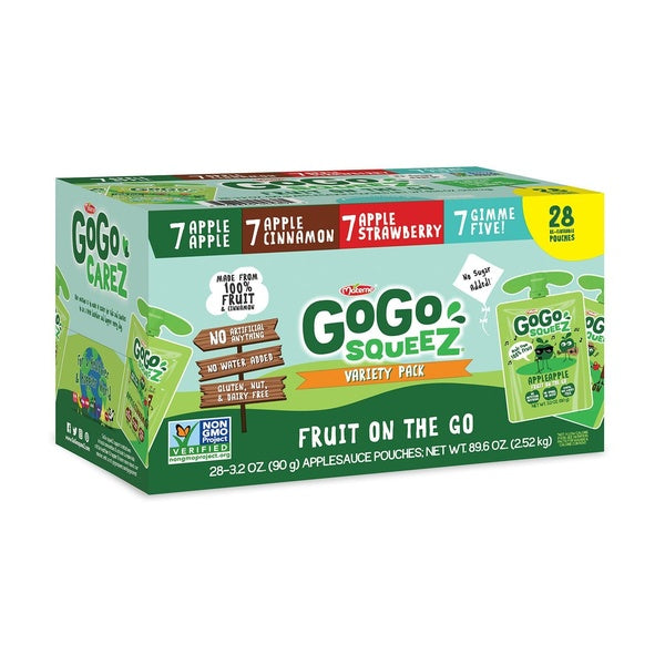 GoGo SqueeZ Applesauce, Apple, Cinnamon, Strawberry and GIMME Five, 3.2 oz, 32 ct