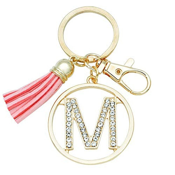 Letter Keychain for Women Purse Charms for Handbags Crystal Alphabet Initial Letter Pendant with Tassel