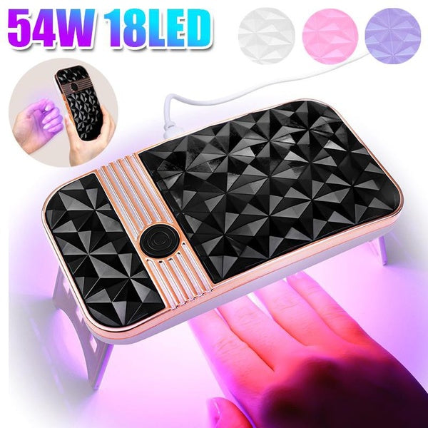 Foldable 54W UV LED Nail Lamp, USB Mini Portable Gel Nail lamp with 18pcs Lamp Beads, 2 Timer Setting Fast Curing Nail Dryer Gel Polish Curing UV Lig