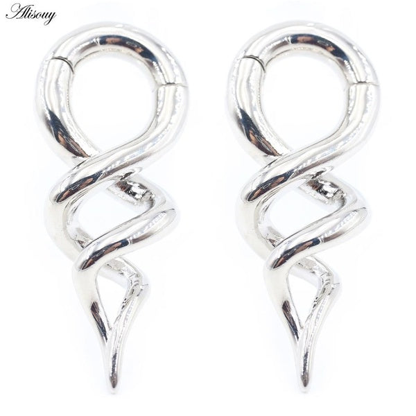 Alisouy 1PC Hiphop Copper Twist Twine Spiral Hinged Ear Weights Expander Stretcher Plugs Gauges Earrings Body Piercing Jewelry