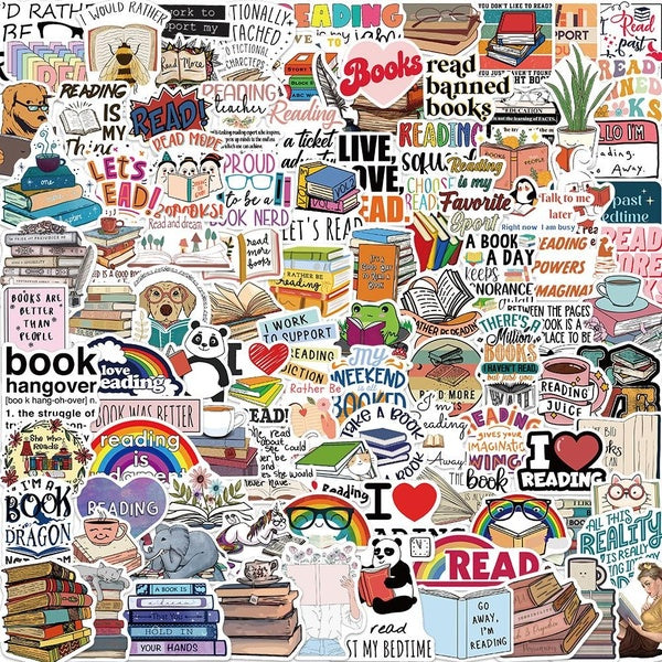10-50-100pcs Cute Book Reading Stickers interest Reading Book graffiti Stickers for DIY Luggage Laptop Skateboard Motorcycle Stickers