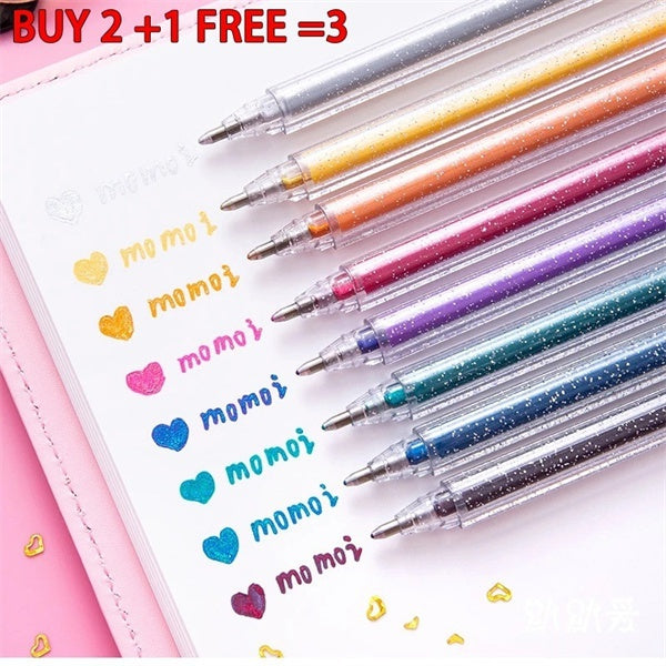 BUY 2+ 1 FREE = 3!!! 8 Colors Glitter Pen Highlighter Color Changing Flash Marker Gel Pens Drawing Scrapbook Album Journal DIY Stationery School