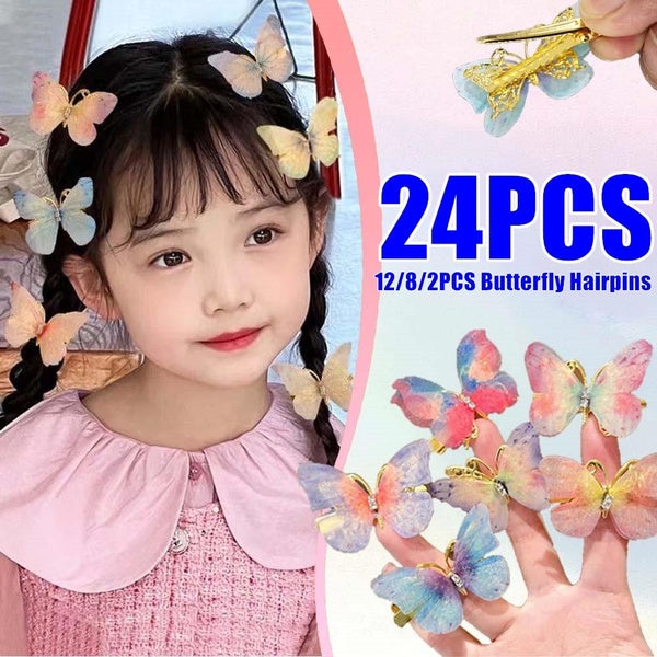 24-12-8-2PCS New Women Girls Hair Clips Butterfly Hairpins Beautiful Hair Ornament Barrettes Hair Clip Fashion Hair Accessories Matron Inn