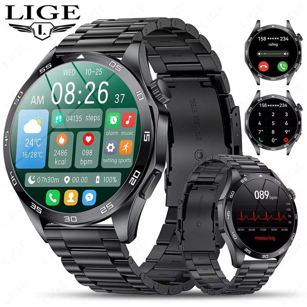 LIGE Smartwatch hommes ECG moniteur de santé Sport Fitness Bluetooth appel musique contrôle étanche activité suivi horloge montre intelligente