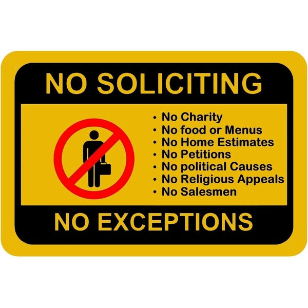 High-quality 4X Waterproof No Soliciting No Exception Front Door Sign Stickers Decal