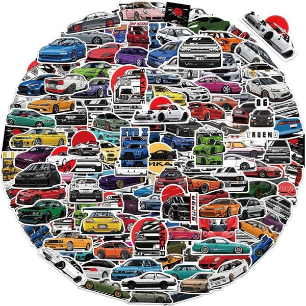 10-50-100 PCS JDM Sport Car Racing Stickers Racing Cars Graffiti Stickers for DIY Luggage Laptop Skateboard Motorcycle Bicycle Sticker