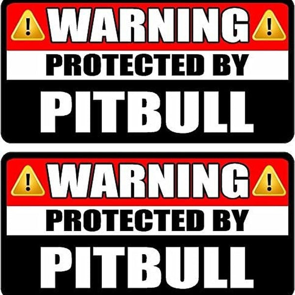 Pitbull Warning Protection Dog Vinyl Decal Sticker for Car, Truck, Window, Bumper 2Pcs