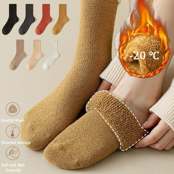 1Pair Autumn Winter New Wool Thermal Socks, Plush Thickened Women's Socks, 7Solid Color Fur Loop Socks, Huge Thick Warm Wool Socks for Women