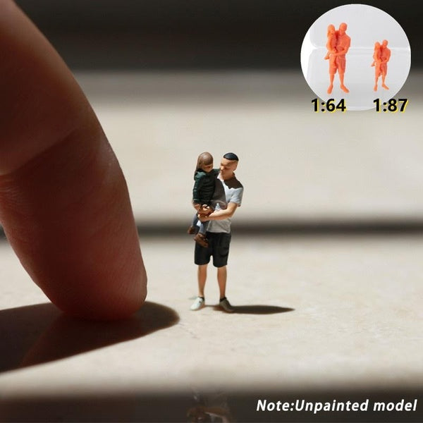 1:87 1:64 Scale Miniature Dolls Model Resin People Unpainted Figure Toys Diorama Building Material Kit