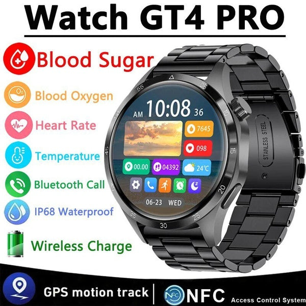2024 nouvelle montre 4 PRO Plus NFC montre intelligente hommes montre 4 PRO 460*460 Ture écran 3D IP68 étanche GPS trajectoire glycémie Smartwatch
