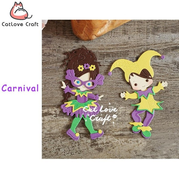 Catlove Mardi gras carnaval garçon fille matrices de découpe en métal Scrapbooking pochoir découpe carte faisant bricolage artisanat gaufrage nouvell