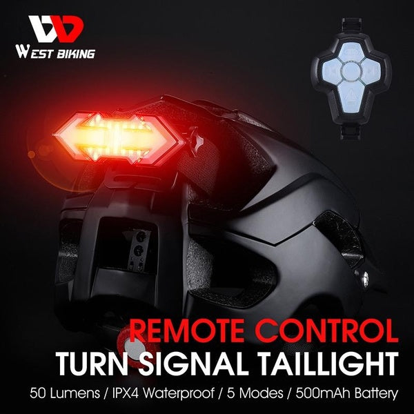 WEST BIKING Helmet Lamp Bike Saddle Taillights 2 IN 1 Remote Control Turn Signal Night Riding Safety Warning Cycling Rear Light